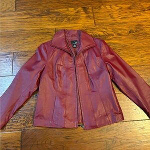 East 5th Deep Red Leather Blazer